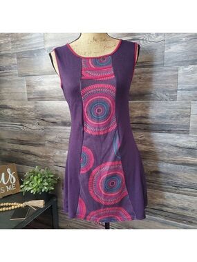 Keawa Purple and Pink Floral Sleeveless Dress Small